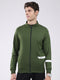 Men Green Solid Mock Neck Full Sleeve Sweatshirt