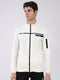 Men Off White Solid Mock Neck Full Sleeve Sweatshirt