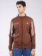 Men Brown Printed Mock Neck Full Sleeve Sweatshirt