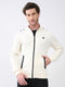 Men White Printed Mock Neck Full Sleeve Sweatshirt