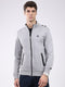 Men Grey Solid Mock Neck Full Sleeve Sweatshirt