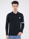 Men Navy Blue Solid Collar Full Sleeve Winter T-Shirt