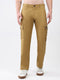 Men Mustard Solid Straight Fit Cargo