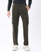 Men Olive Solid Regular Fit Cargo