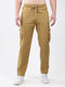 Men Mustard Solid Regular Fit Cargo