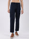 Men Navy Blue Solid Regular Fit Cargo
