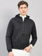 Men Black Solid Hooded Full Sleeve Jacket