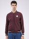 Men Maroon Solid Band Neck Full Sleeve Jacket