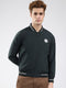 Men Olive Solid Band Neck Full Sleeve Jacket