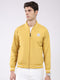 Men Mustard Solid Band Neck Full Sleeve Jacket
