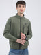 Men Green Solid Mock Neck Full Sleeve Jacket
