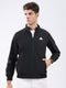 Men Black Solid Mock Neck Full Sleeve Jacket