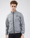 Men Grey Solid Mock Neck Full Sleeve Jacket