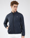 Men Navy Blue Solid Mock Neck Full Sleeve Jacket