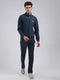 Men Teal Blue Solid Round Neck Full Sleeve Winter Tracksuit