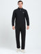 Men Black Solid Mock Neck Full Sleeve Winter Tracksuit