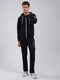 Men Navy Blue Printed Round Neck Full Sleeve Winter Tracksuit