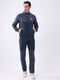 Men Dark Blue Solid Mock Neck Full Sleeve Winter Tracksuit