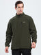 Men Olive Solid Mock Neck Full Sleeve Sweatshirt