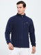 Men Navy Blue Solid Mock Neck Full Sleeve Sweatshirt