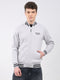 Men Grey Solid Band Neck Full Sleeve Sweatshirt