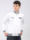 Men White Embroidered T Neck Full Sleeve Sweatshirt