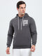 Men Grey Printed Hooded Full Sleeve Sweatshirt
