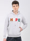 Men Grey Embroidered Hooded Full Sleeve Sweatshirt