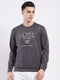 Men Charcoal Printed Round Neck Full Sleeve Sweatshirt
