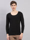 Men Black Solid Round Neck Full Sleeve Thermal Vest