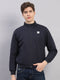 Men Navy Blue Solid Hooded Full Sleeve Reversible Jacket