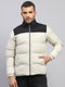 Men Beige Solid Hooded Full Sleeve Jacket