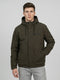 Men Olive Solid Hooded Full Sleeve Parka Jacket