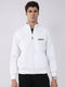 Men White Self Design Mock Neck Full Sleeve Jacket