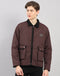 Men Maroon Solid Collar Full Sleeve Jacket