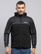 Men Black Solid Stand Collar Full Sleeve Jacket