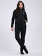 Women Black Solid Collar Full Sleeve Winter Tracksuit