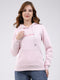 Women Pink Printed Hooded Full Sleeve Sweatshirt