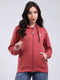 Women Mauve Solid Hooded Full Sleeve Sweatshirt