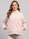 Women Peach Self Design Round Neck Full Sleeve Knitted Jacket