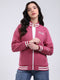 Women Mauve Embroidered Turtle Neck Full Sleeve Sweatshirt