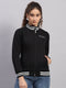 Women Black Printed Round Neck Full Sleeve Sweatshirt
