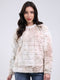 Women Beige Self Design Round Neck Full Sleeve Sweatshirt