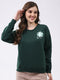 Women Green Printed Round Neck Full Sleeve Sweatshirt