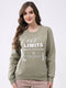 Women Green Printed Round Neck Full Sleeve Sweatshirt