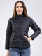 Women Black Solid Collar Full Sleeve Jacket