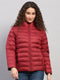 Women Maroon Solid Collar Full Sleeve Reversible Jacket