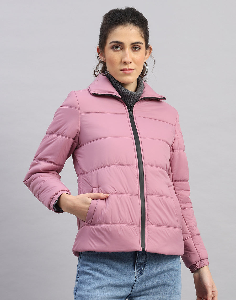 Women Purple Solid Collar Full Sleeve Jacket