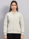 Women Beige Solid Collar Full Sleeve Jacket