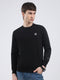 Men Black Solid Round Neck Full Sleeve Sweatshirt